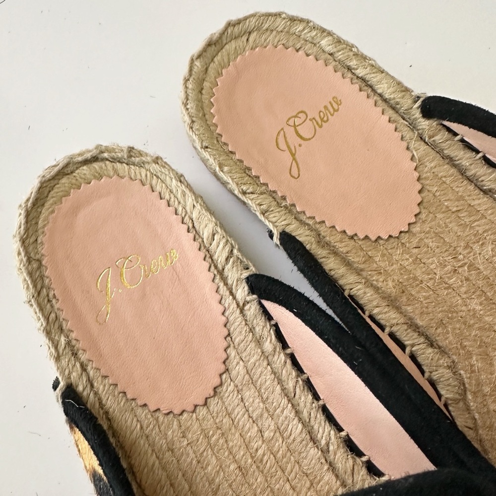 J. Crew Espadrille Mules Leopard Calf Hair Size 7 - Picture 8 of 10